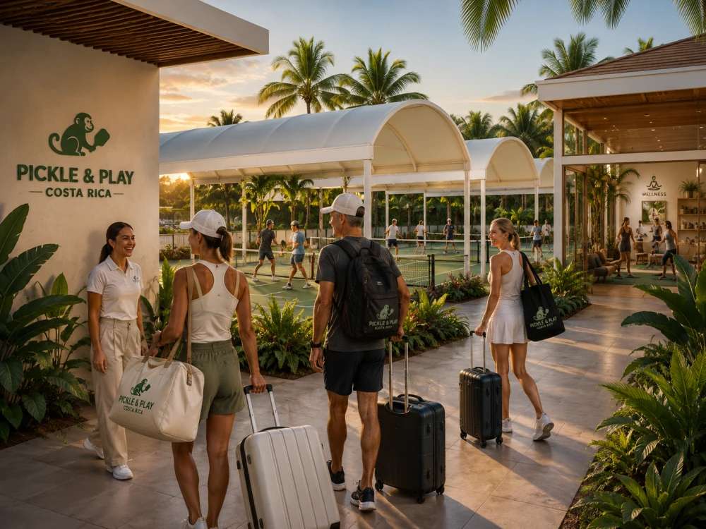 Guests arriving at tropical pickleball resort in Costa Rica